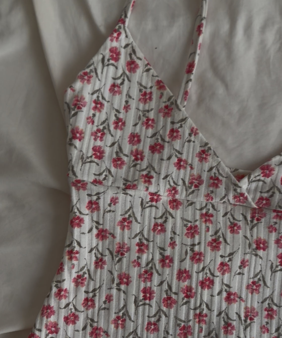 White and Pink Floral Tube with Add-on Adjustable Belt