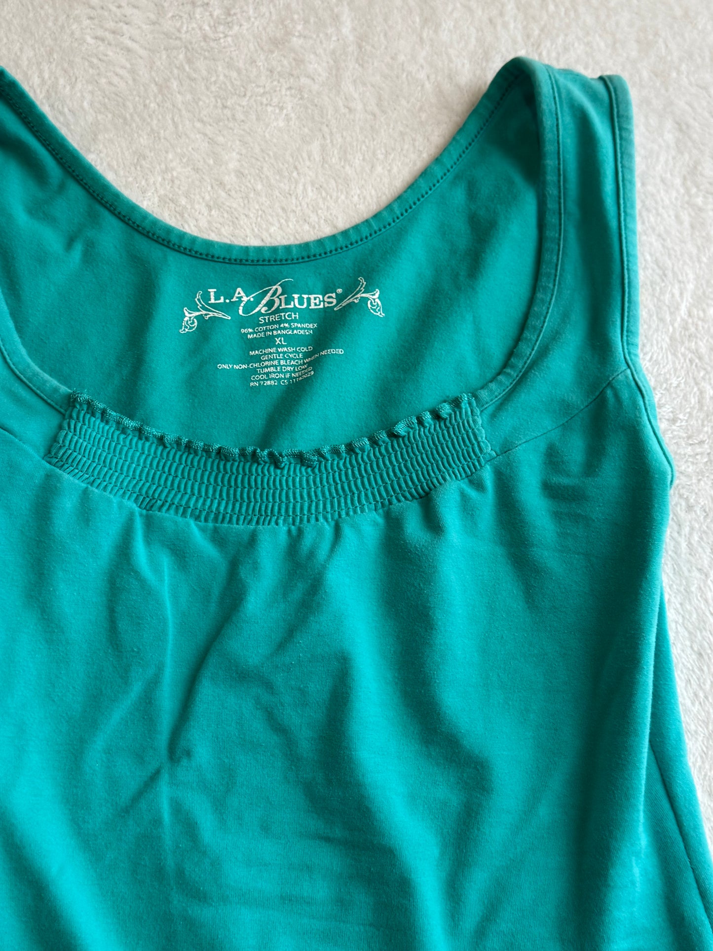 Teal Fitted Top with Ruffles