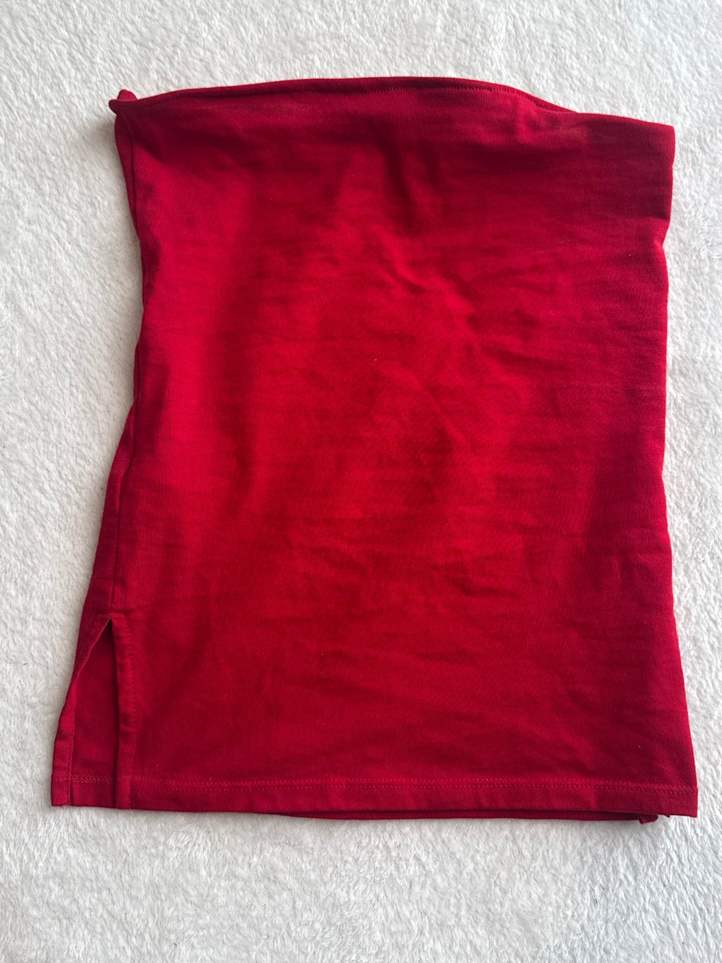 Simple Red Tube Top with Side Slit
