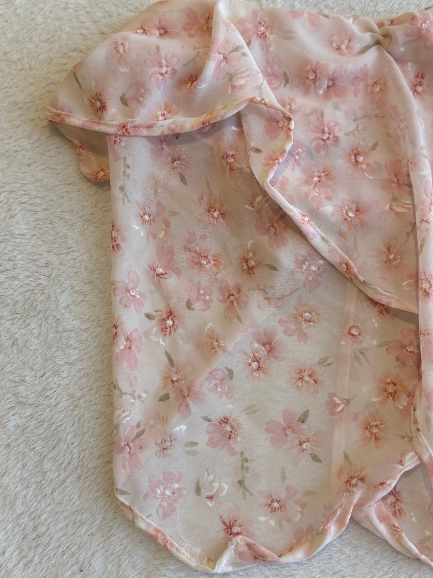 Pink Floral Tube Top with Ruching