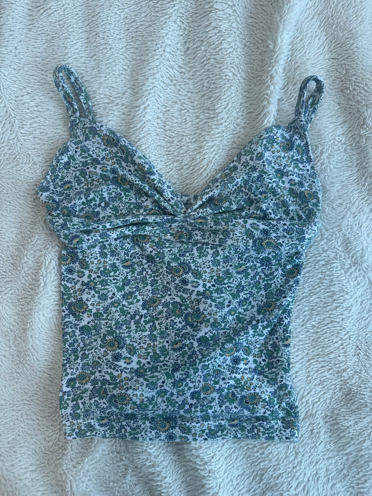 Green and Blue Floral Babydoll Top