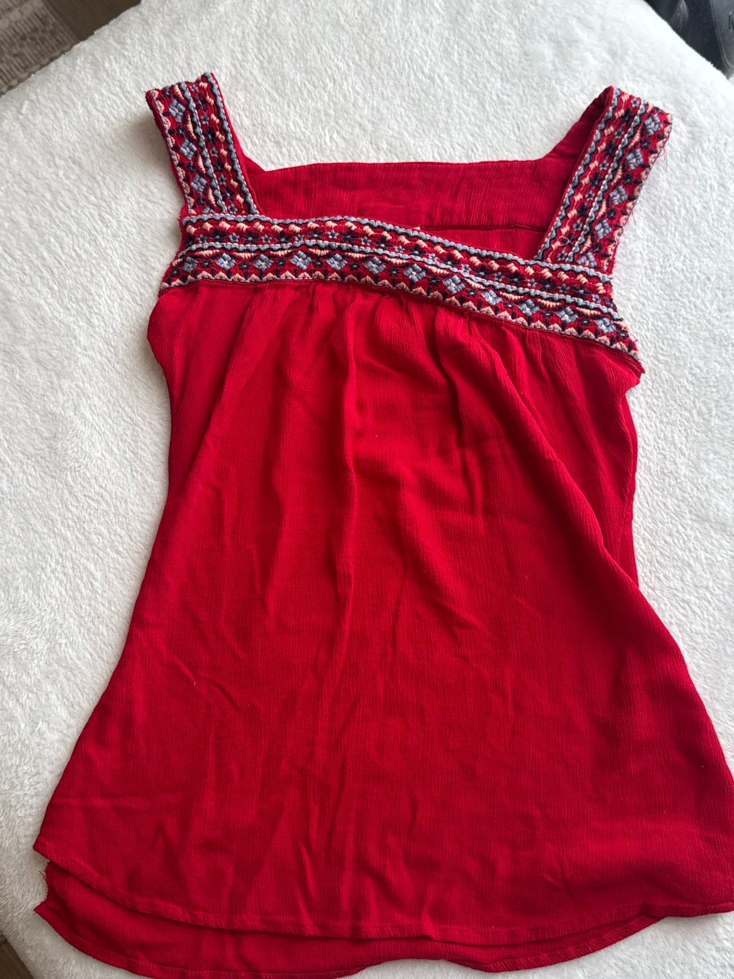 Red Top with Multicolor Embroidery