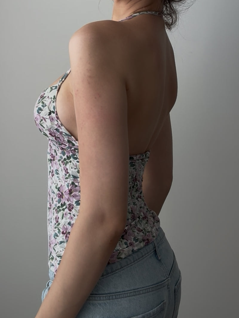 Babydoll Purple and Green Floral Top