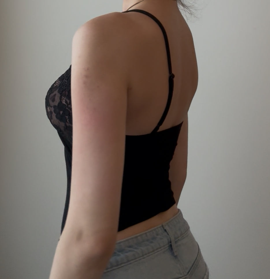 Black Halter Top with Animal Print