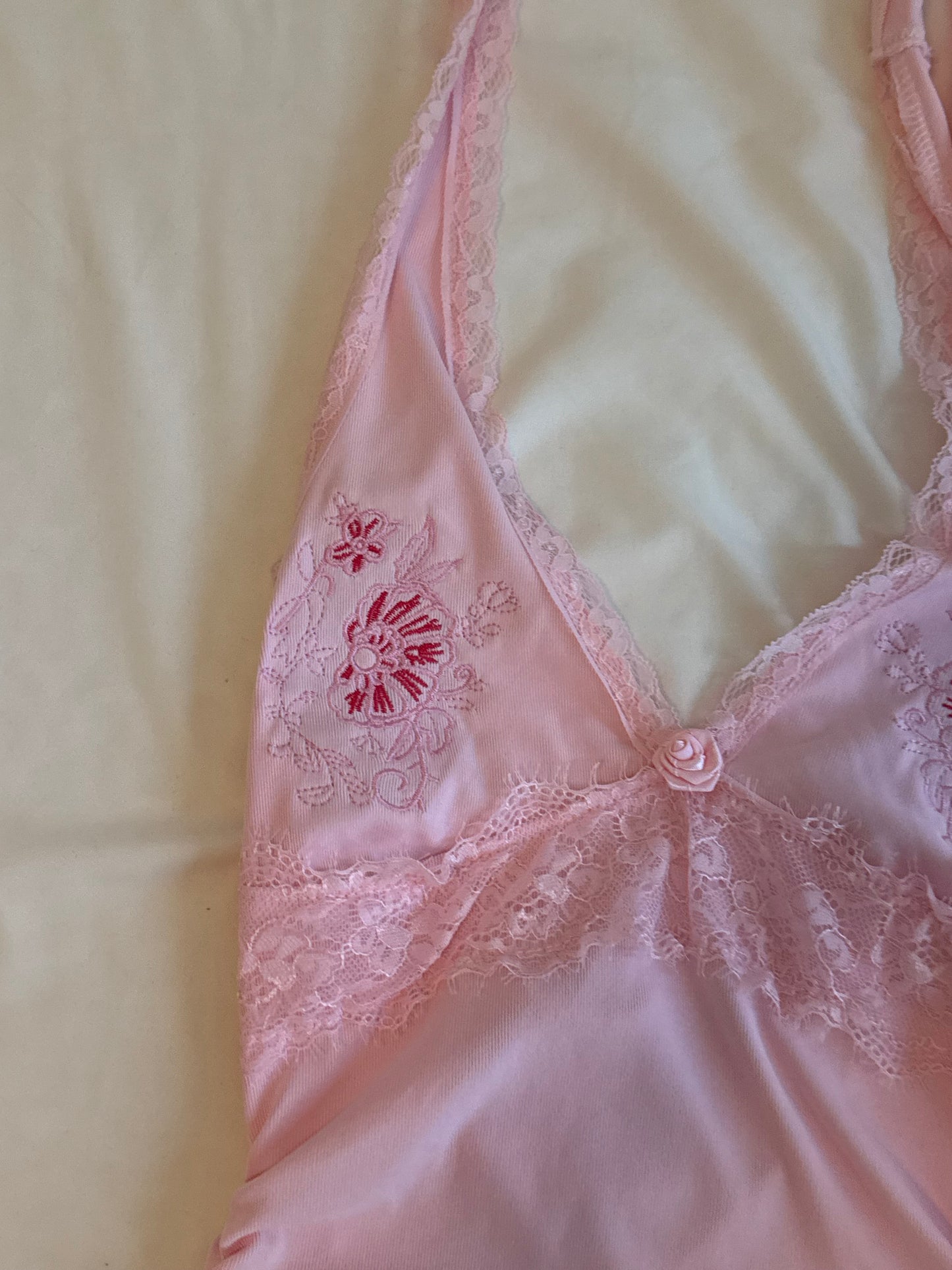 Pink Floral Halter Top with Rose and Embroidery