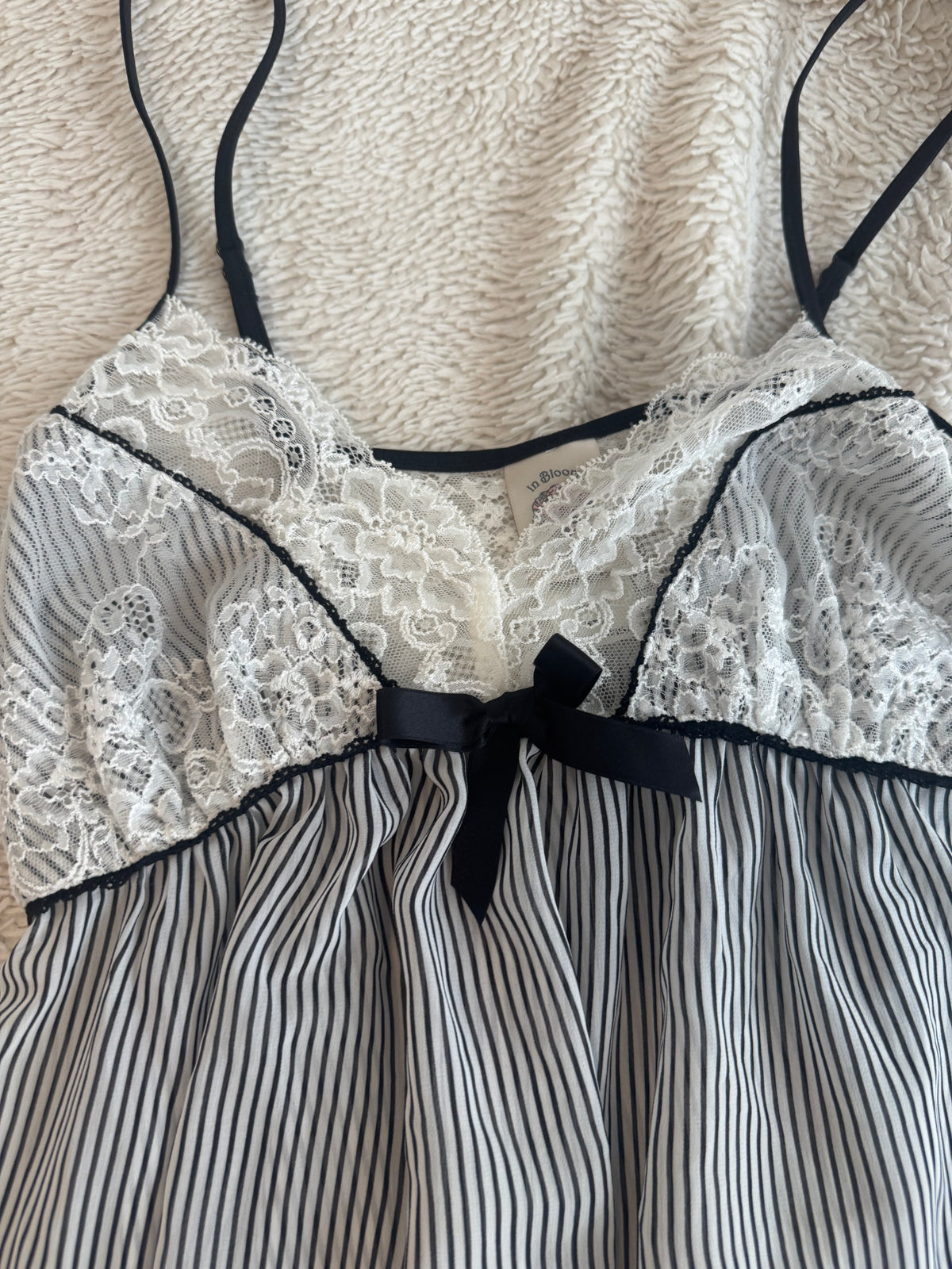 Black and White Striped Top with Lace