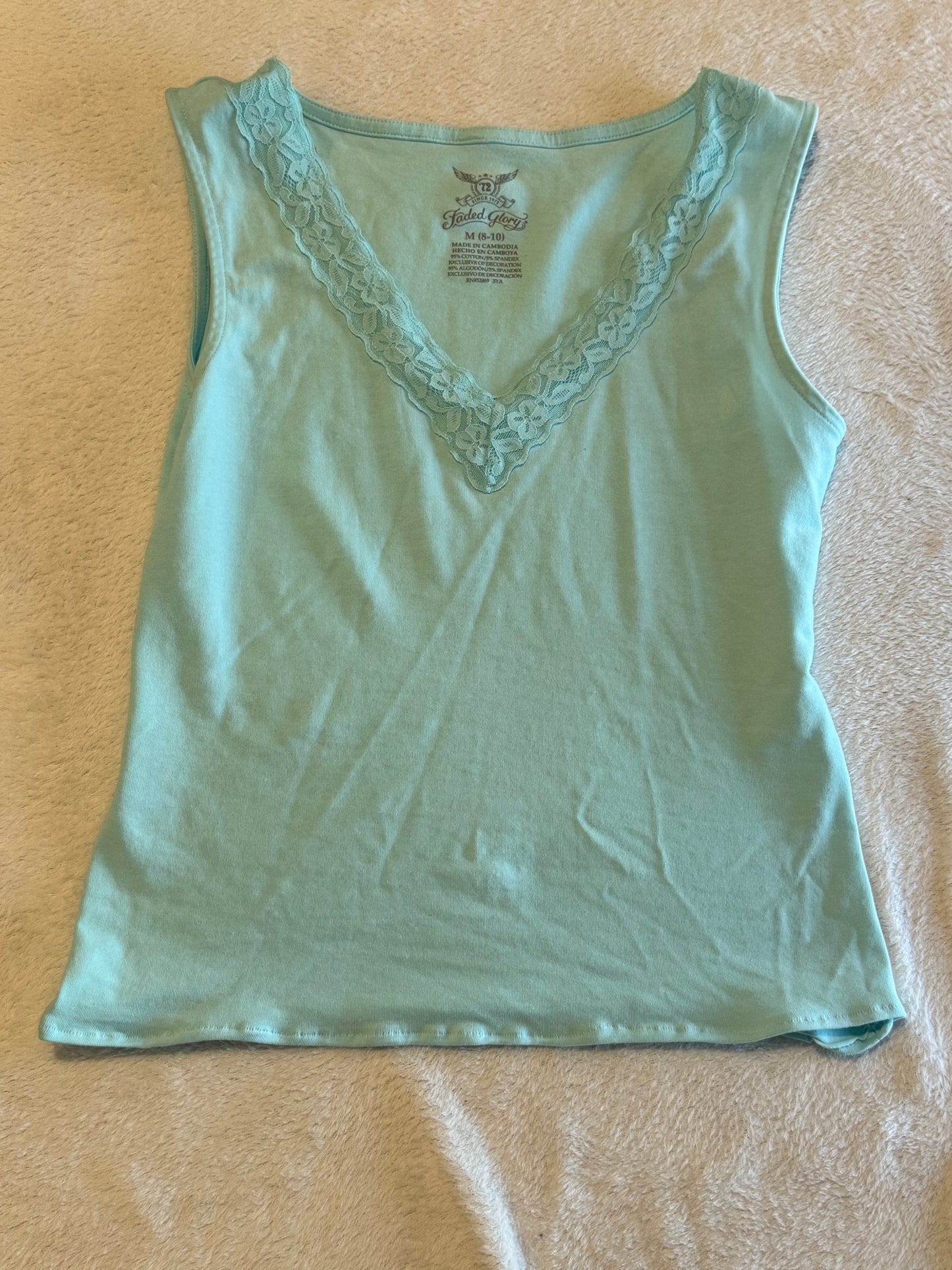 Light Blue Fitted Top with Lace