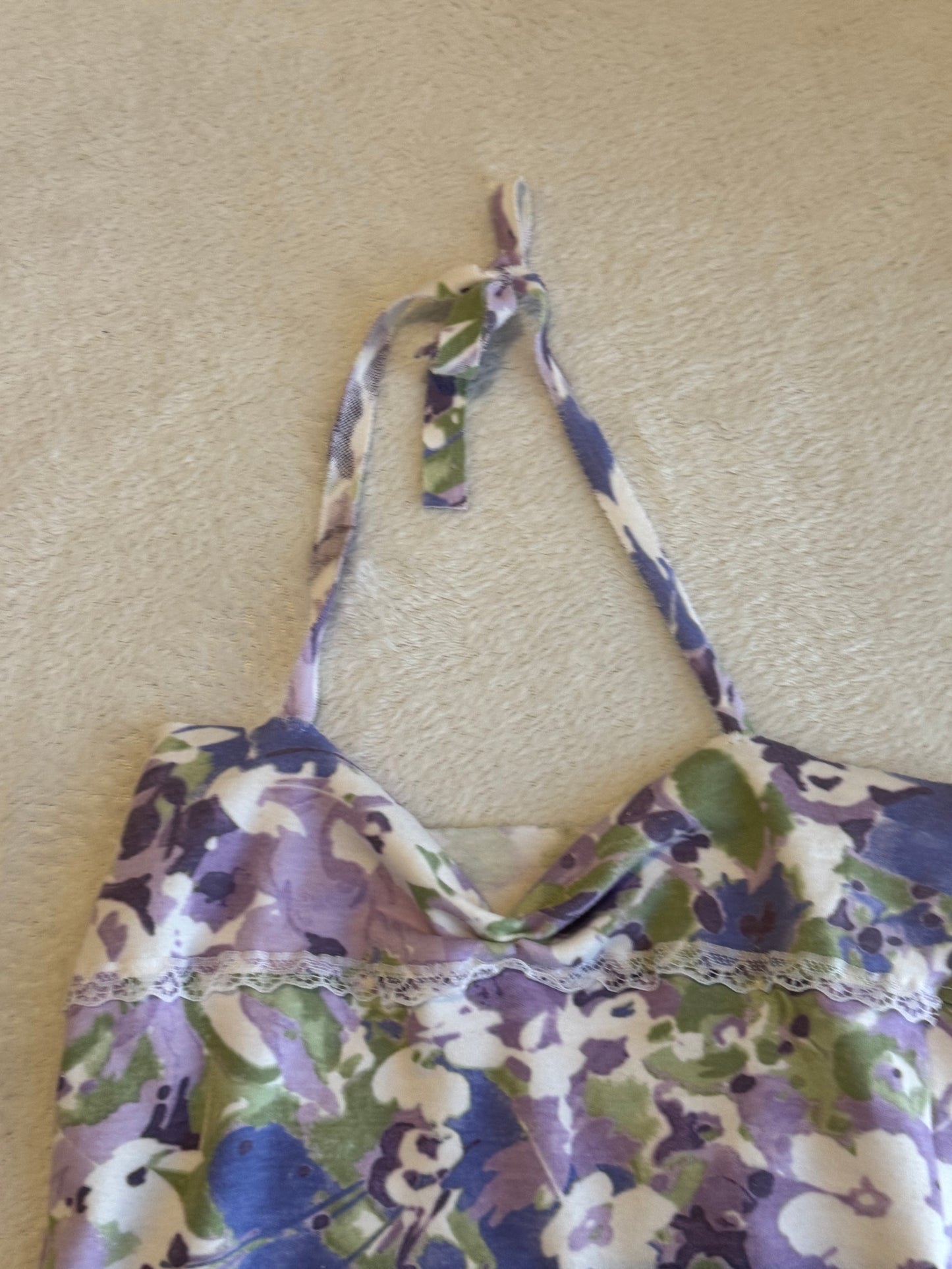 Purple and Green Floral Halter Top