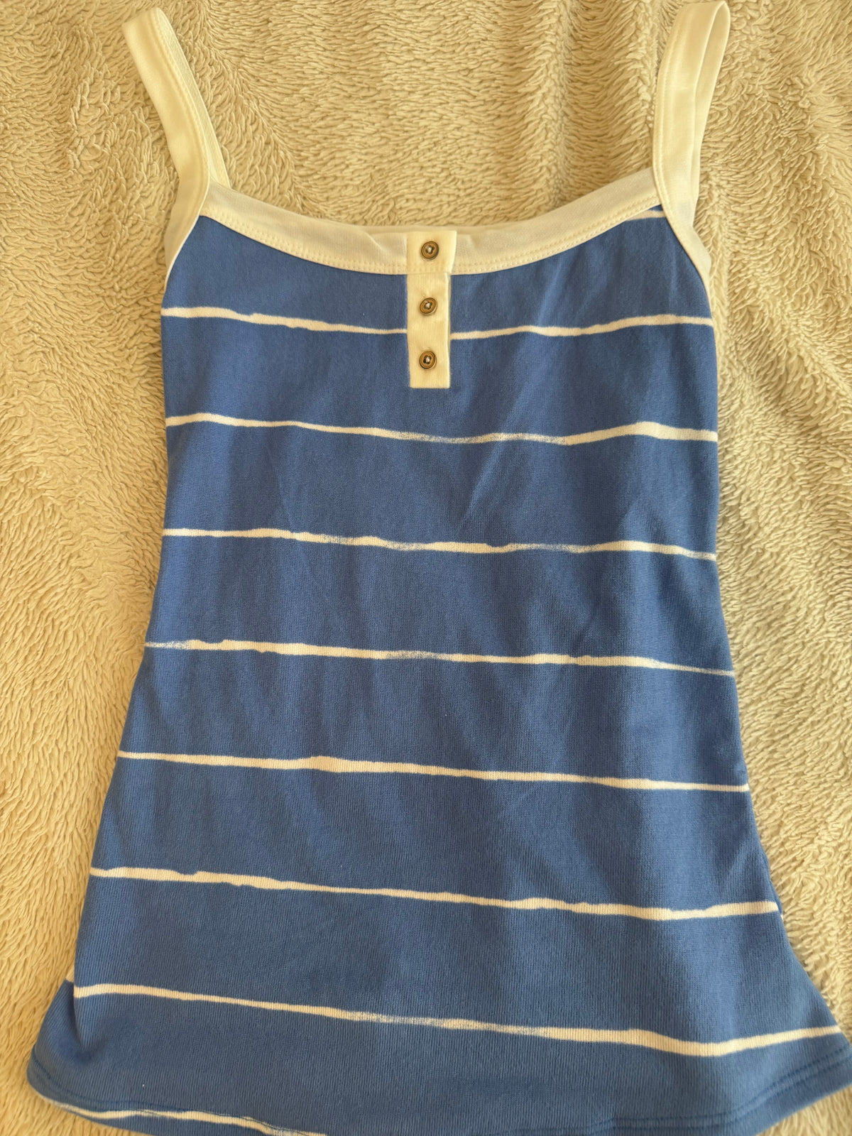 Blue and White Striped Fitted Top
