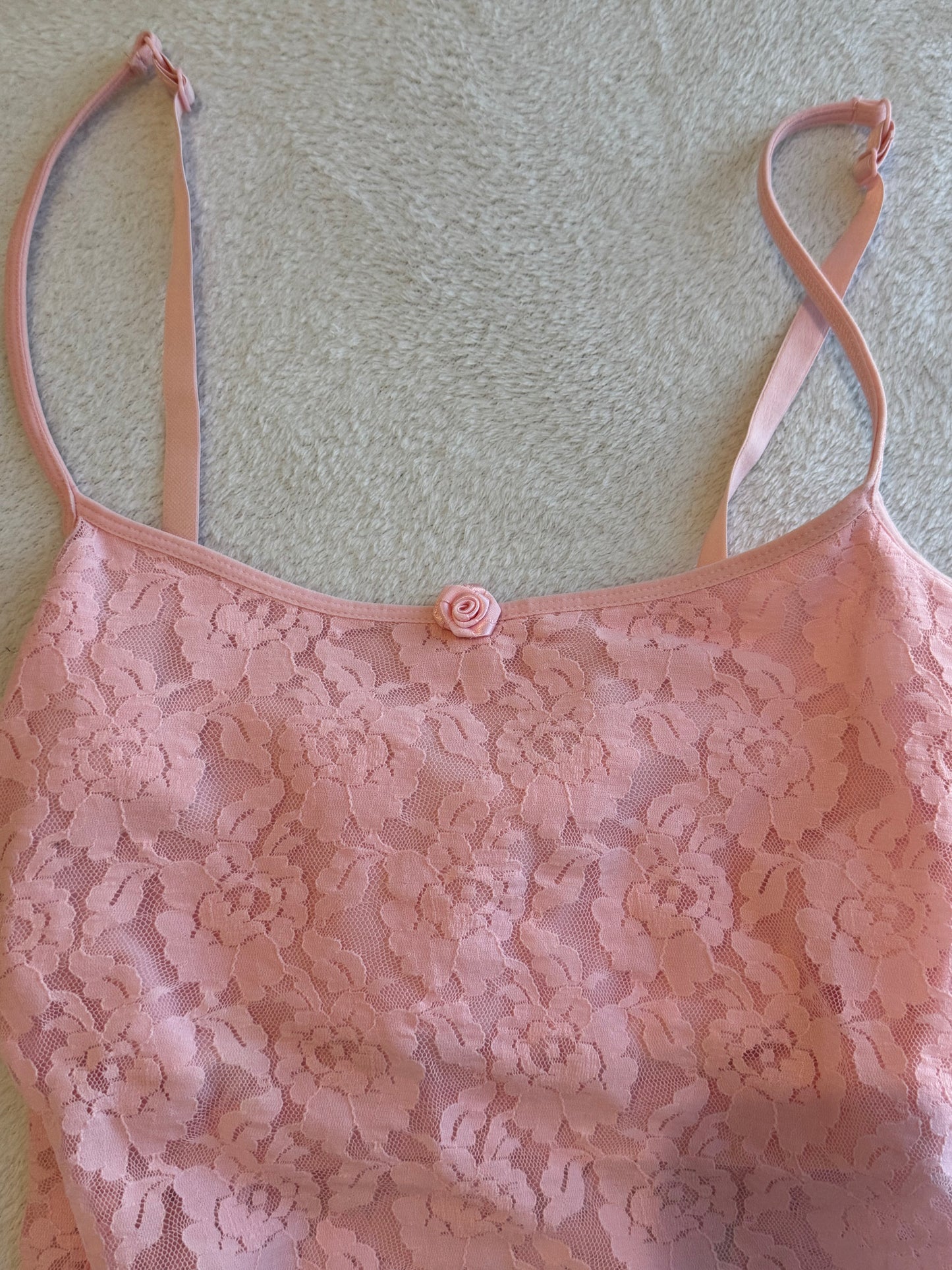 Pink Lace Cami with Rose Flower