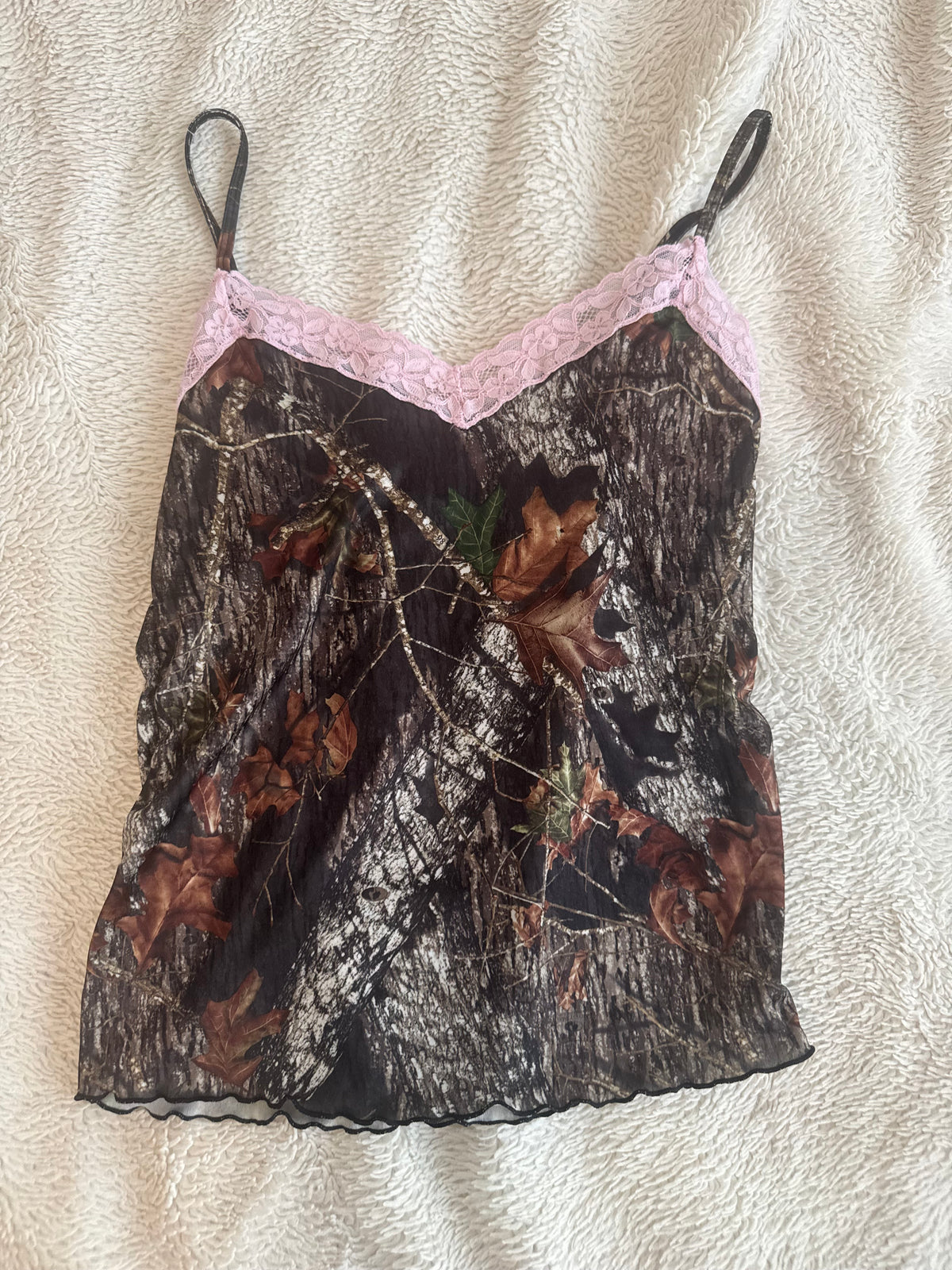 Camo Cami with Pink Lace