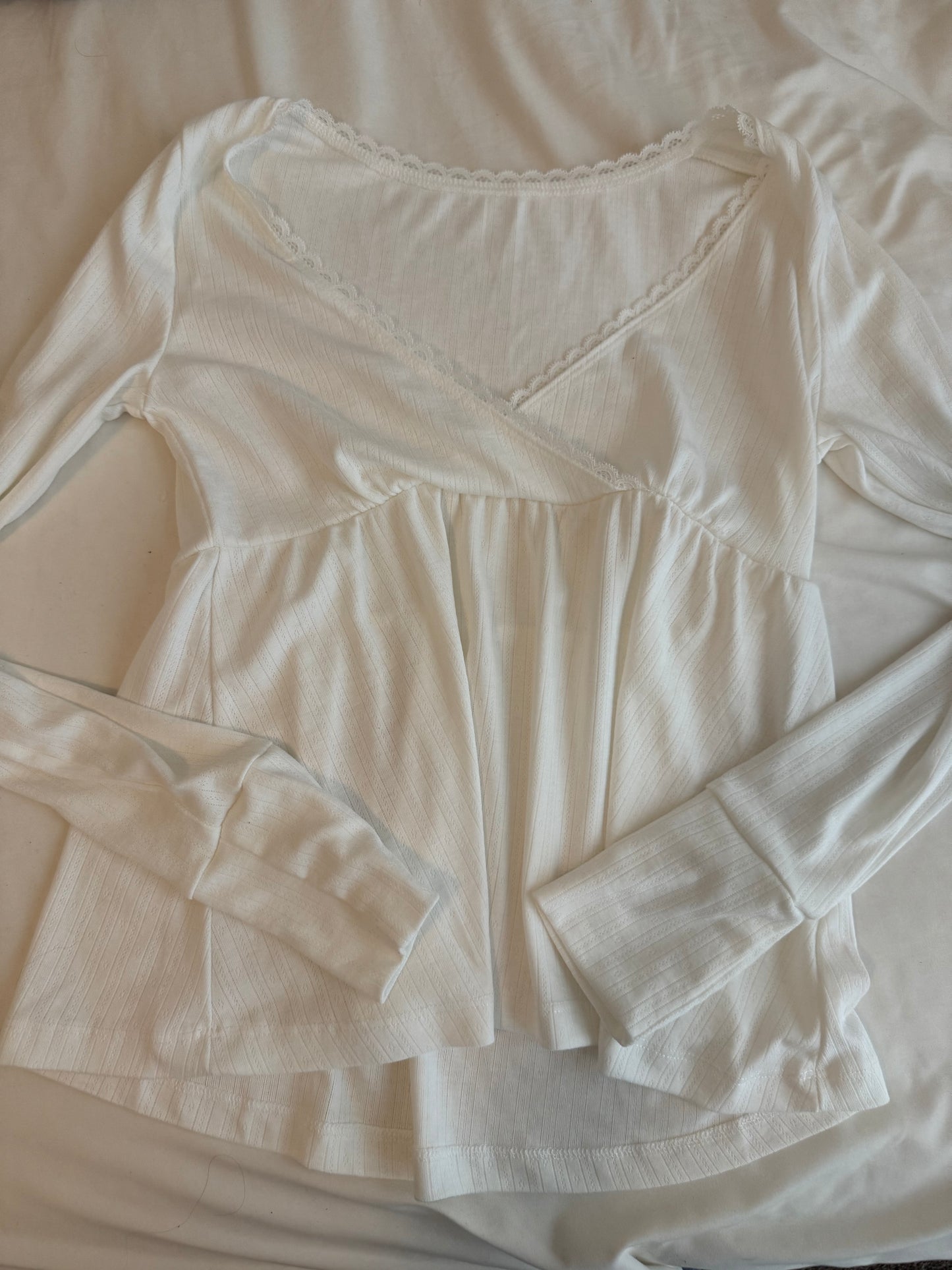 White Long Sleeve Top with Lace
