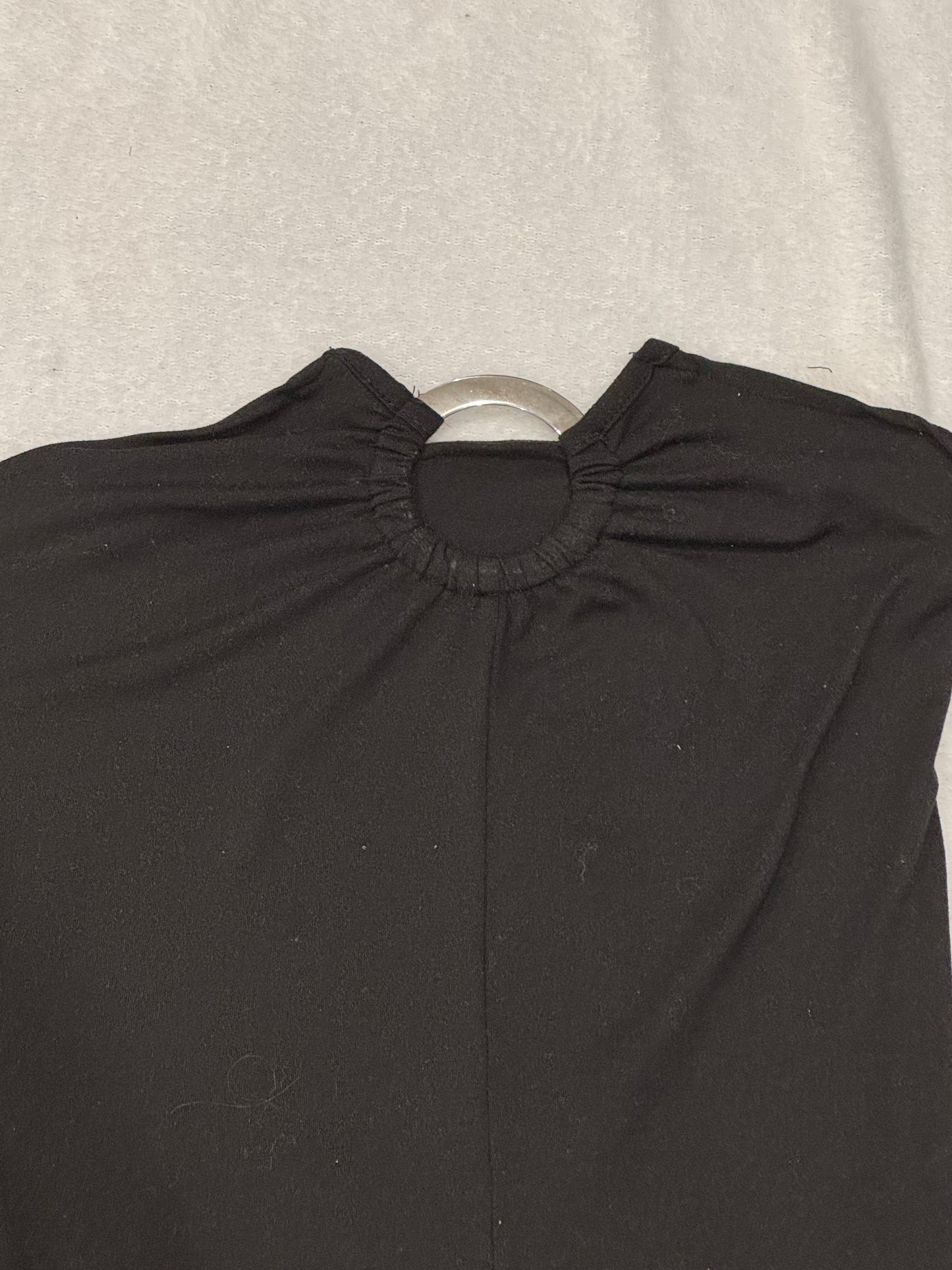 Y2K Black Tube Top with Silver Ring