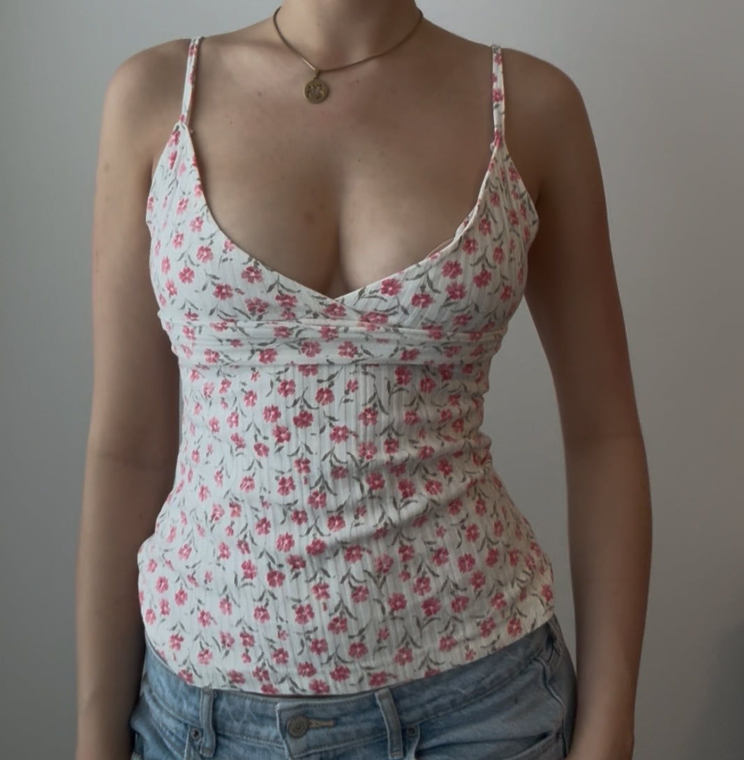 White and Pink Floral Tube with Add-on Adjustable Belt