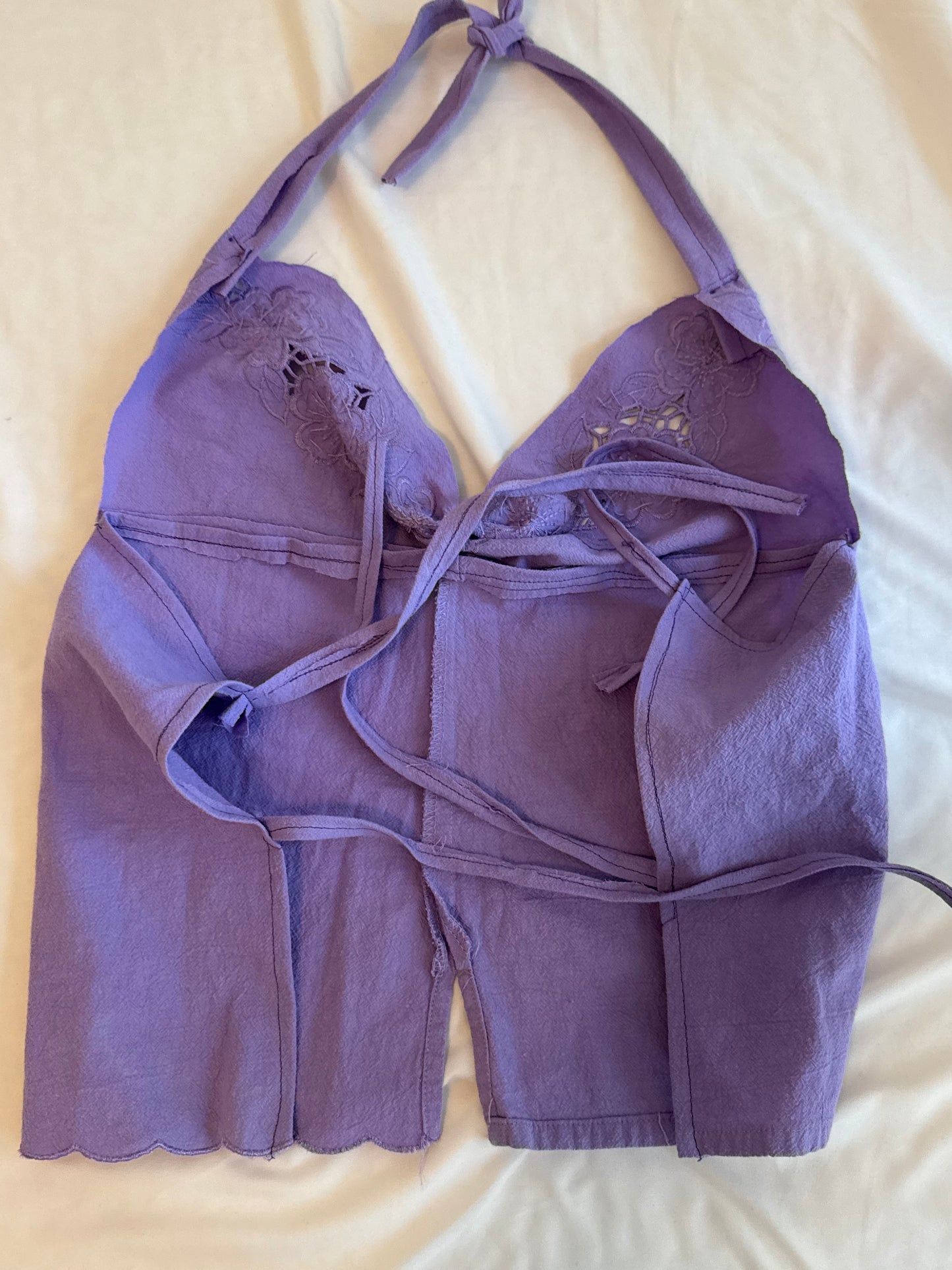 Purple Halter Top with Embroidery and Sequins