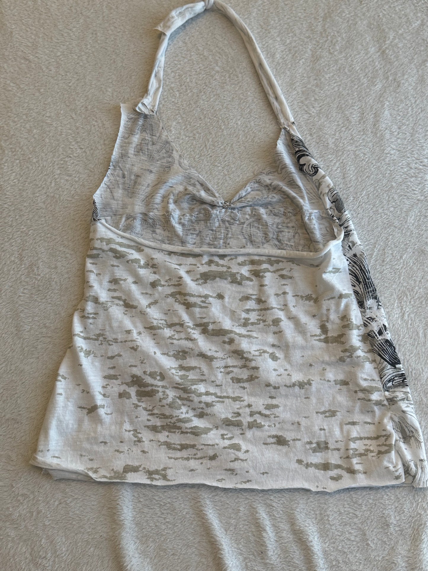 Y2K Black and White Halter Top with Sequins