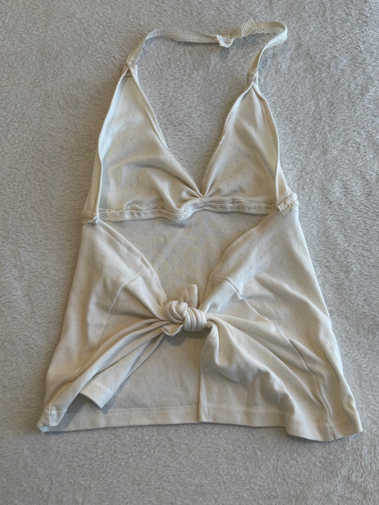 White Top with Lace and Ruching