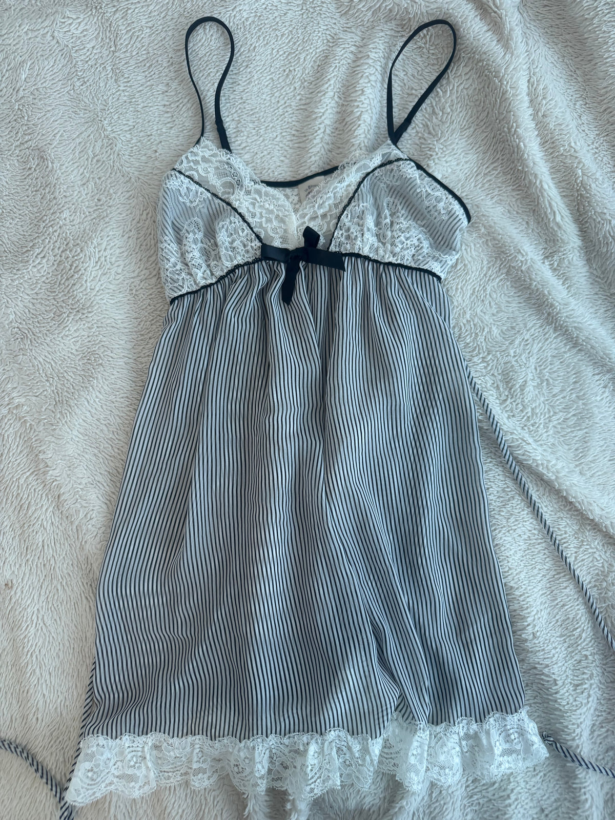 Black and White Striped Top with Lace
