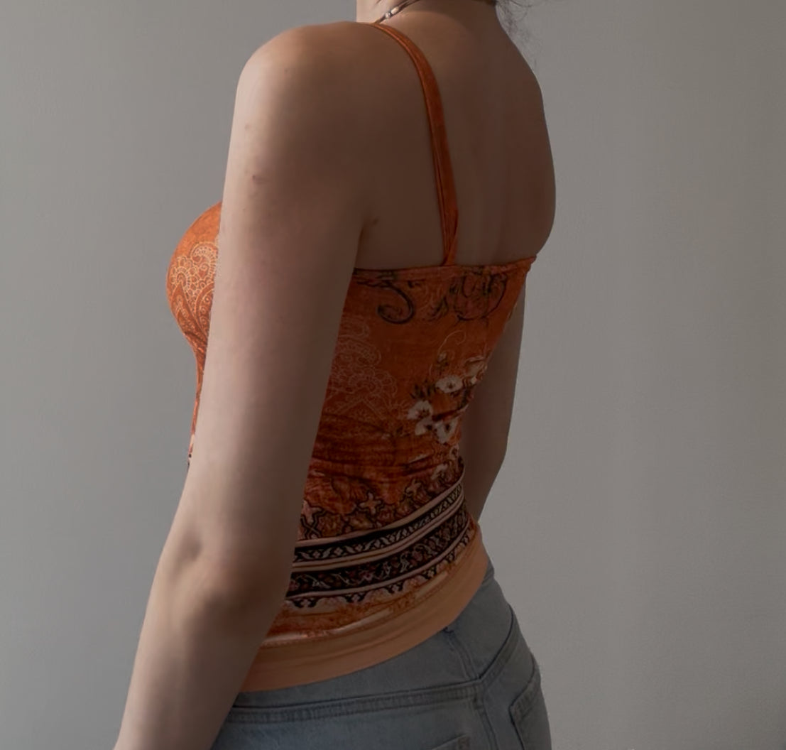 Orange and Brown Babydoll Cami