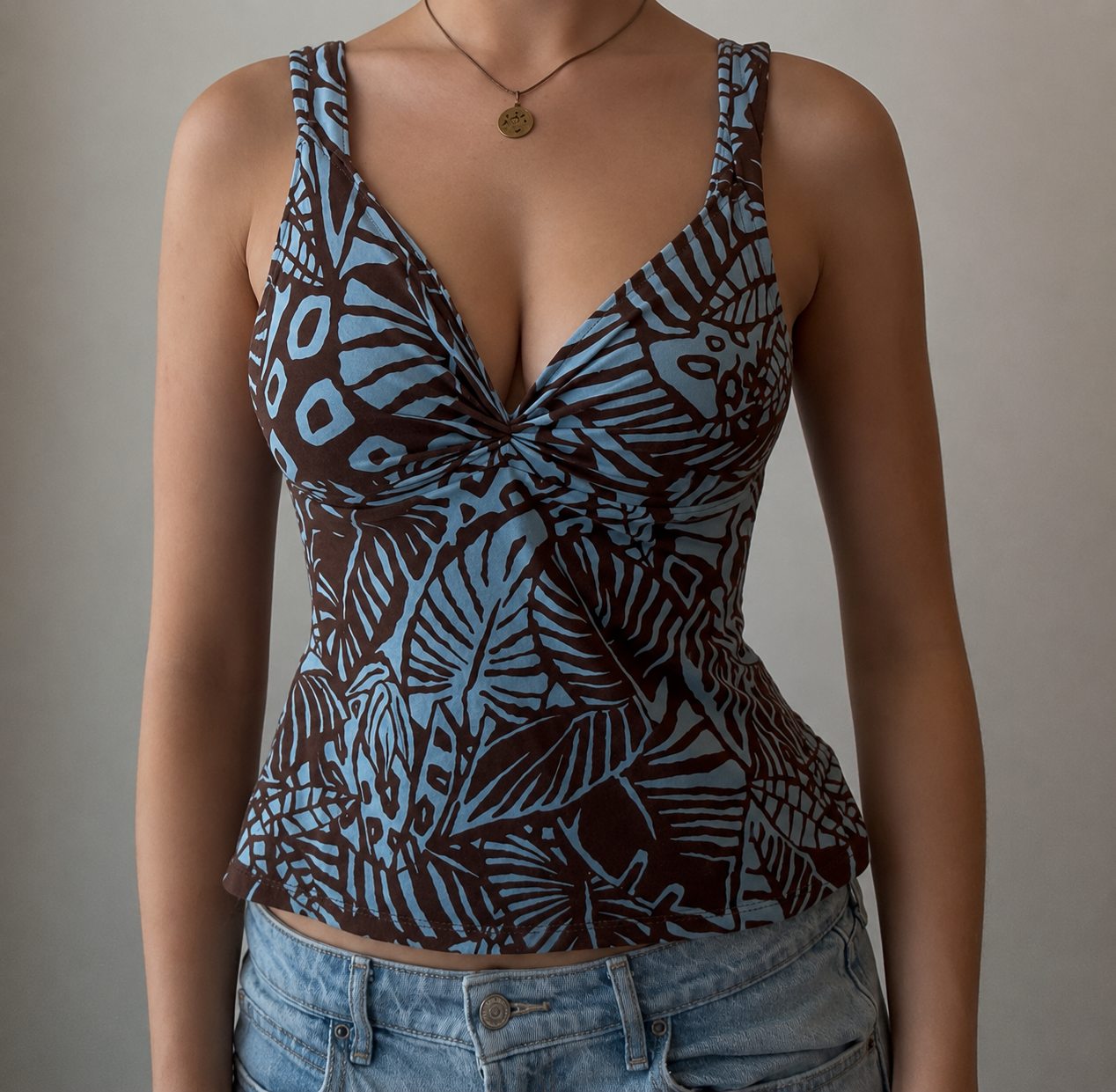 Dark Blue Floral Top