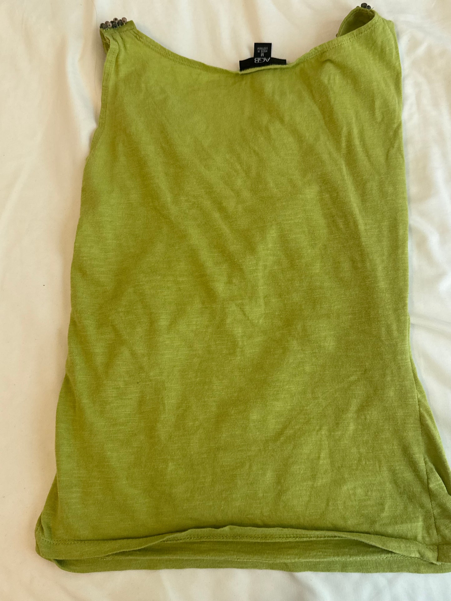 Green Top with Beaded Accents