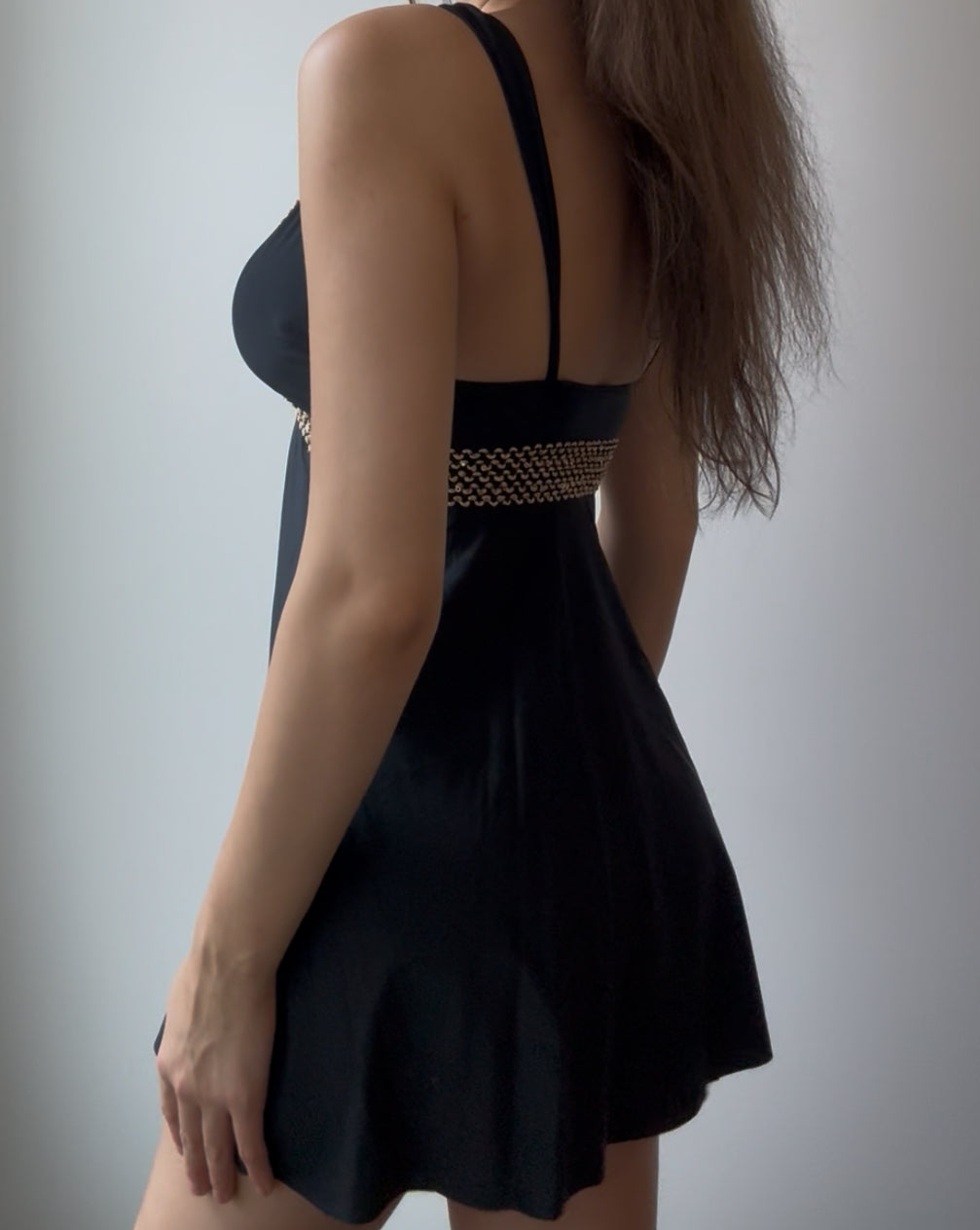 Black Dress with Gold Beading