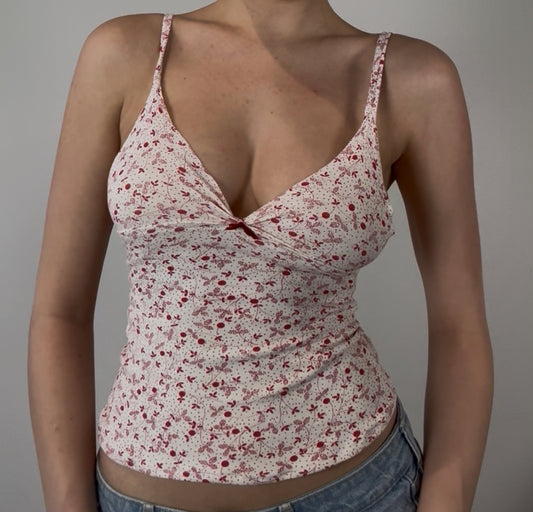 Cherry Patterned V-Neck Cami