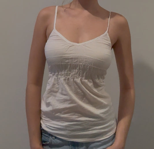 White Babydoll Top with Ruching