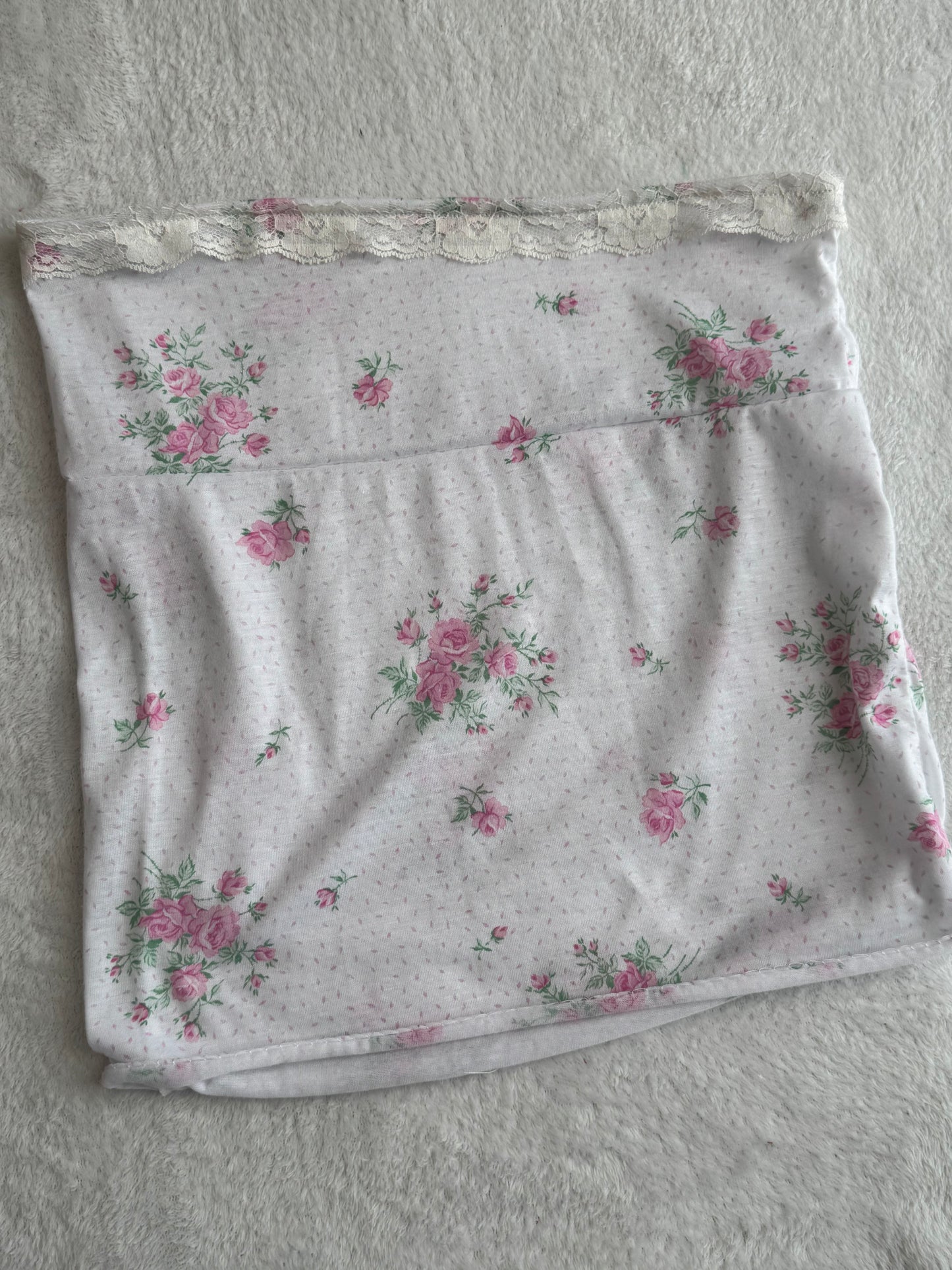 White and Pink Floral Tube Top