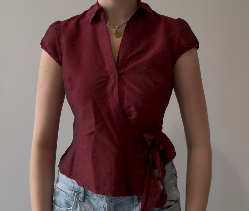 Dark Red Top with Side Tie