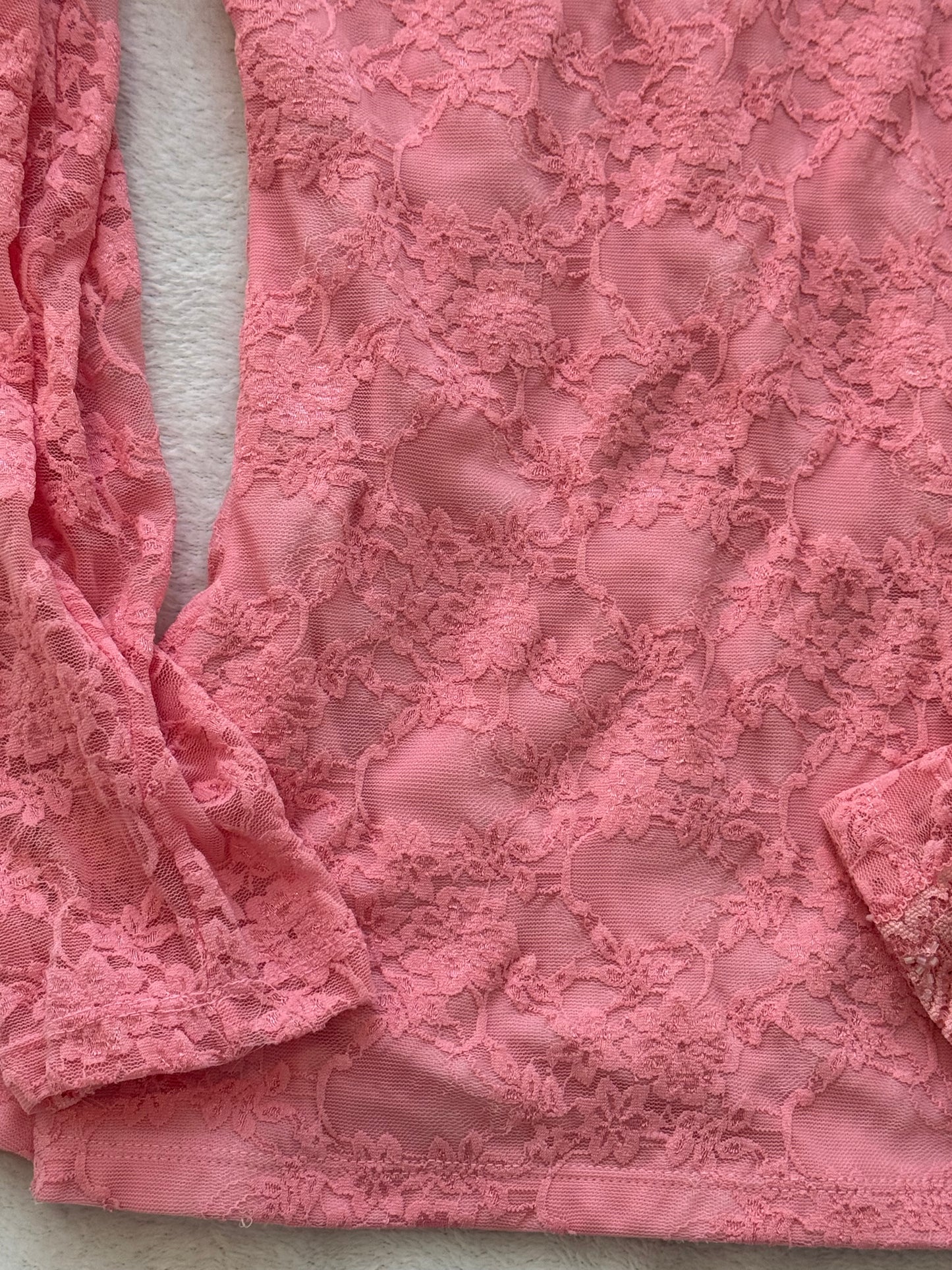 Fitted Pink Top with Lace and Sequins