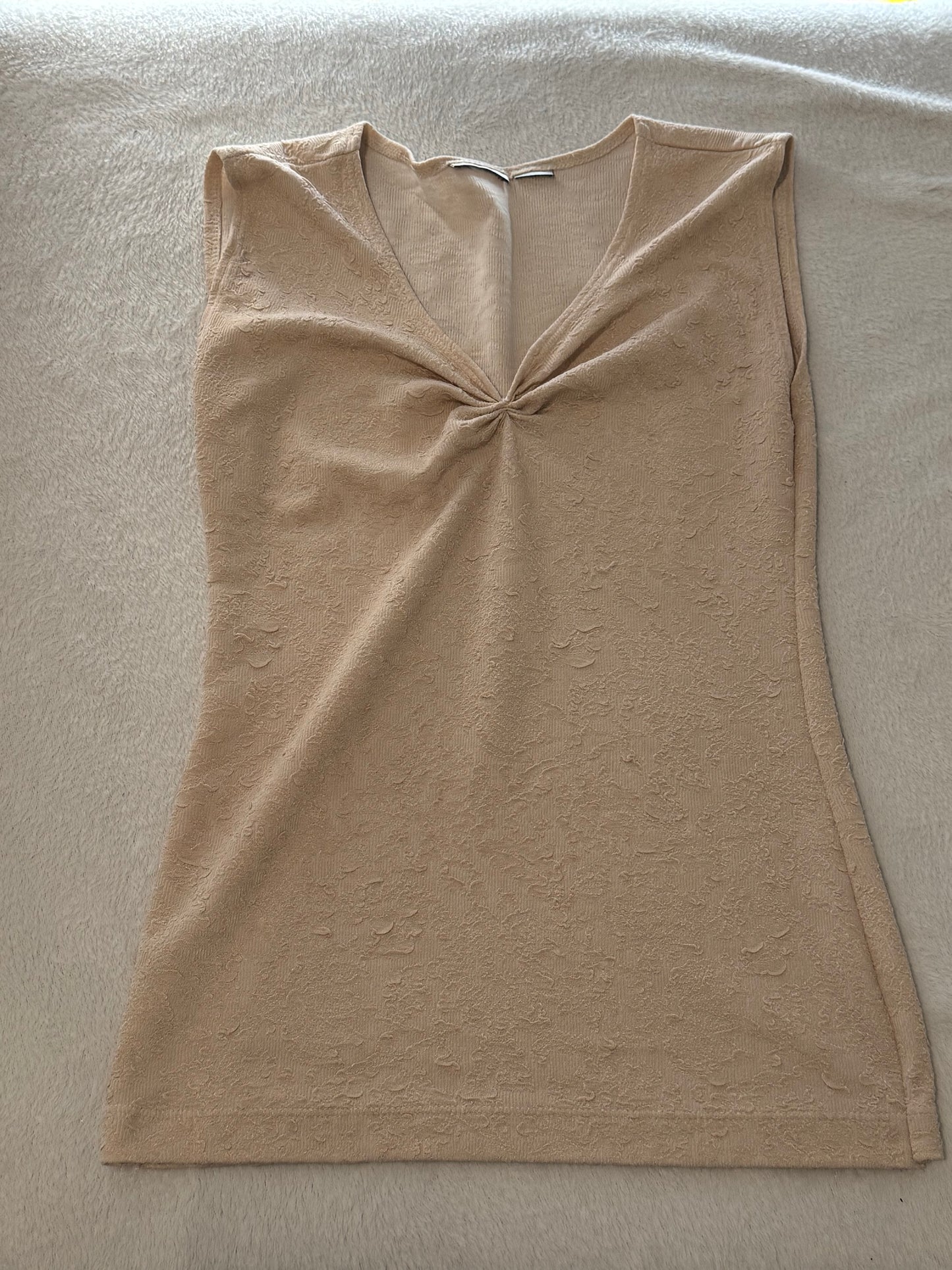 Beige Top with Lace and Ruching