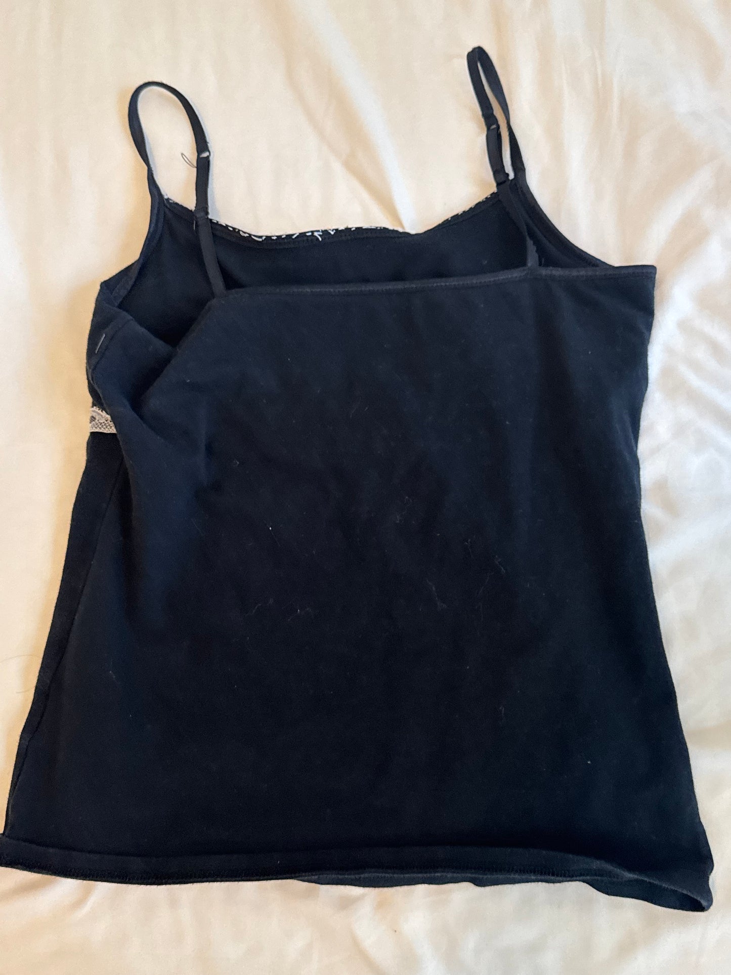 Black Cami with Lace, Rose, and Ribbon