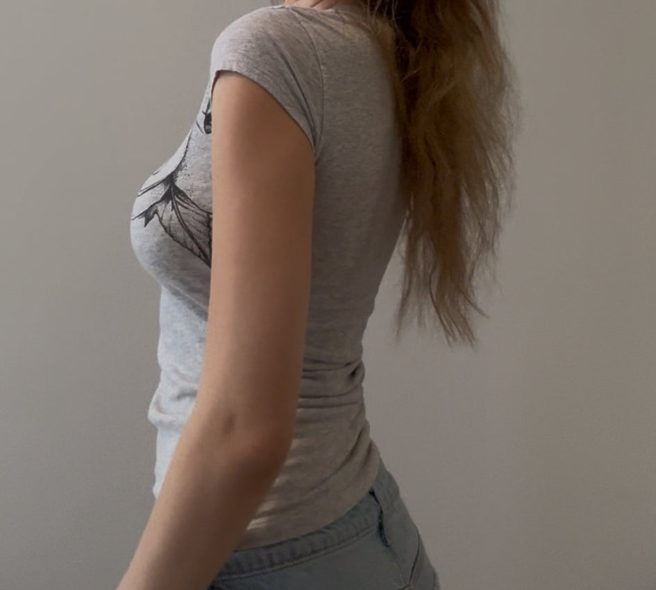 Grey Floral Baby Tee