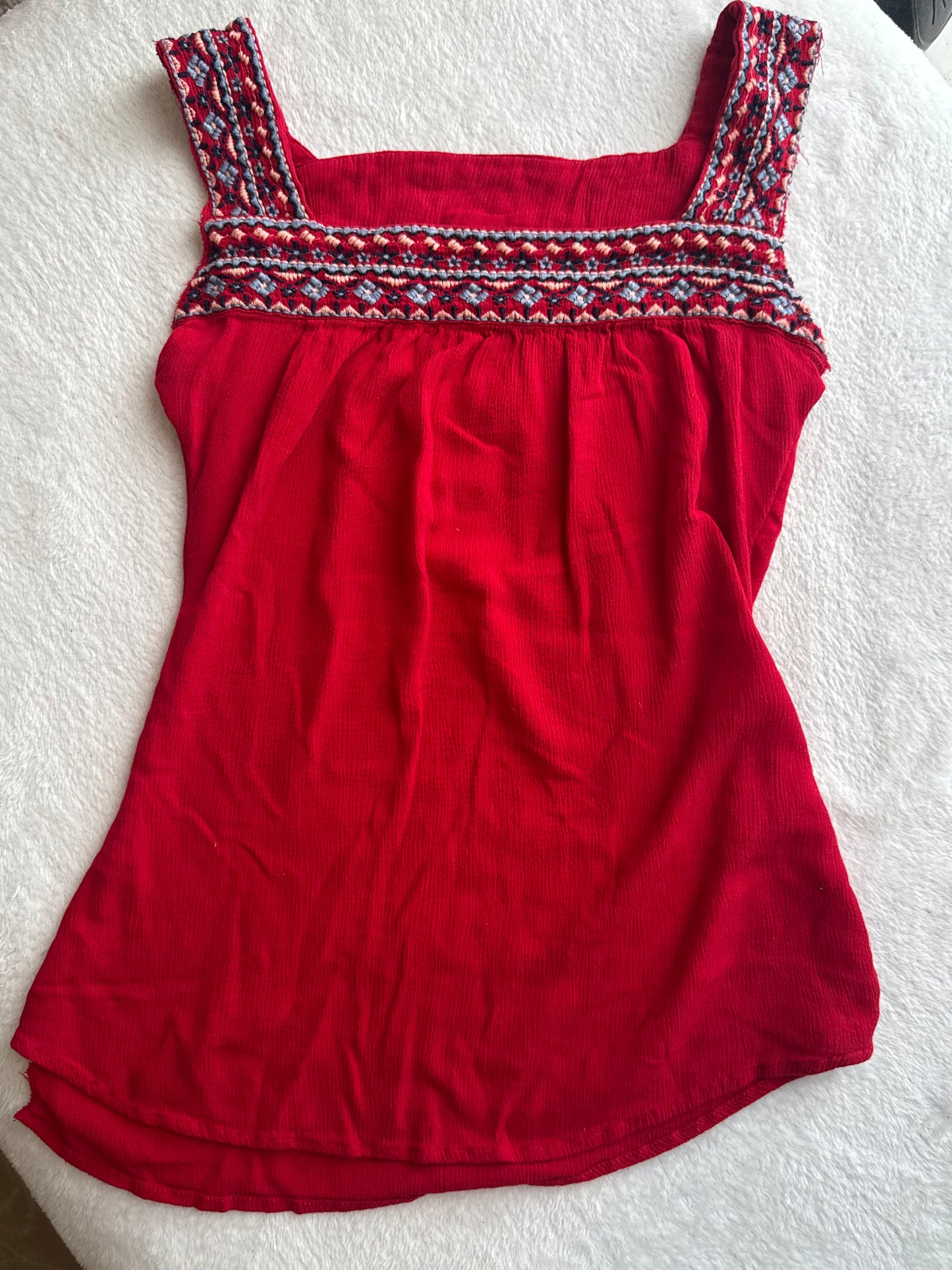 Red Top with Multicolor Embroidery