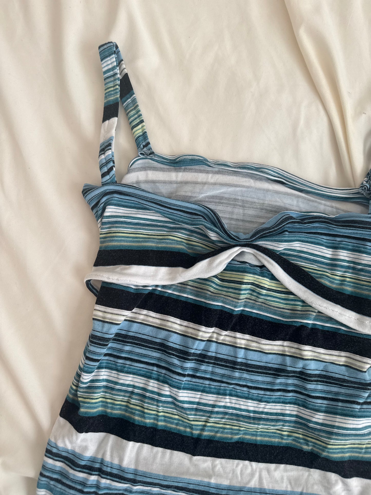 Multicolor Blue, Black, and White Top
