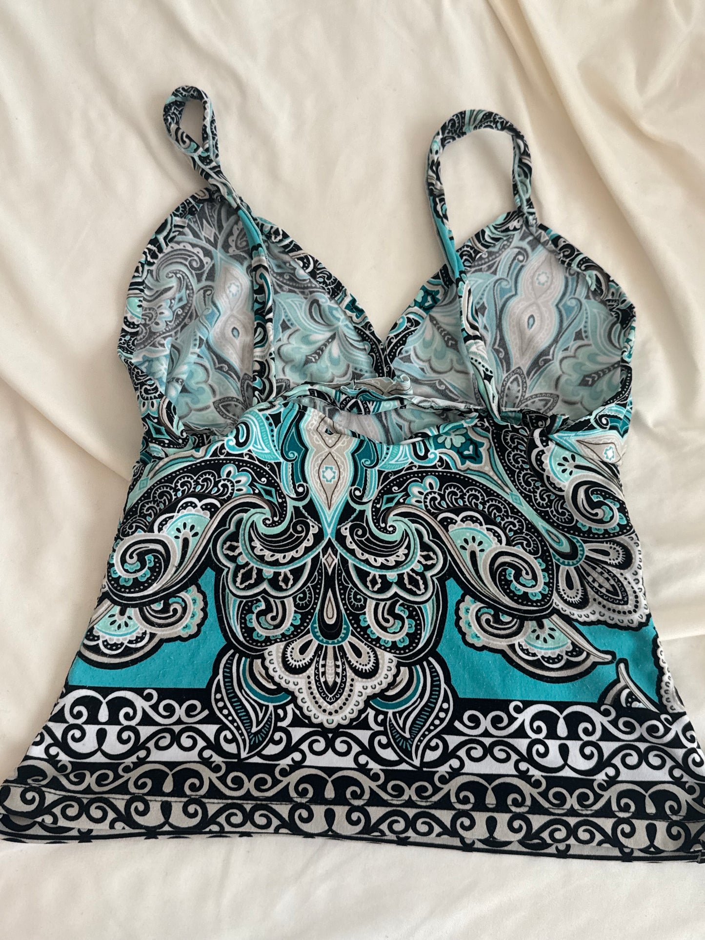 Y2K Aqua Babydoll Top with Unique Design