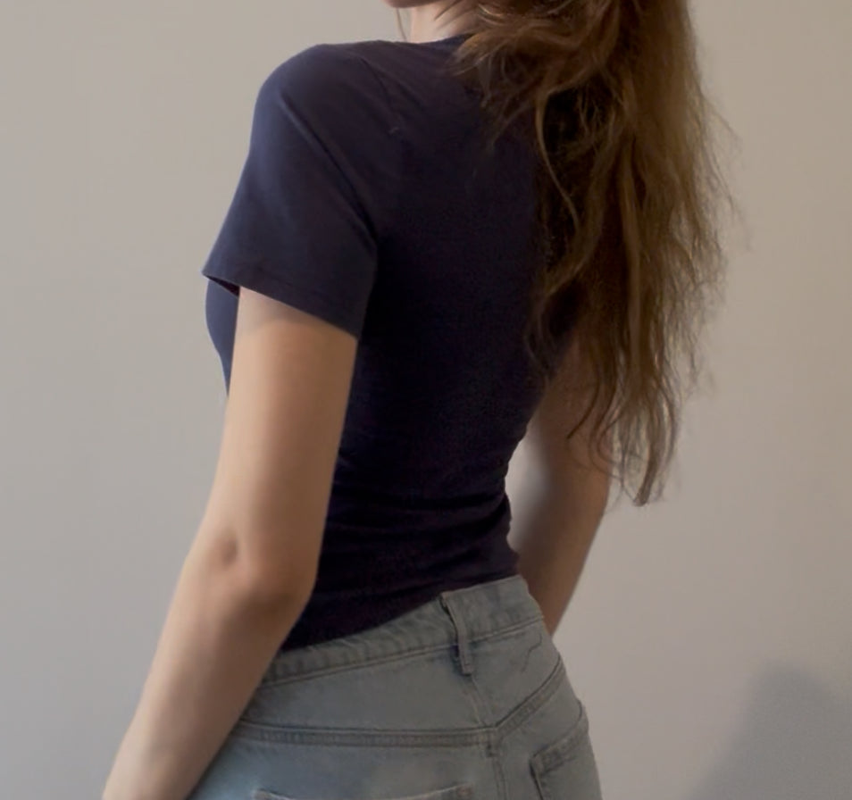 Blue Baby Tee with Dragonfly Rhinestone Design