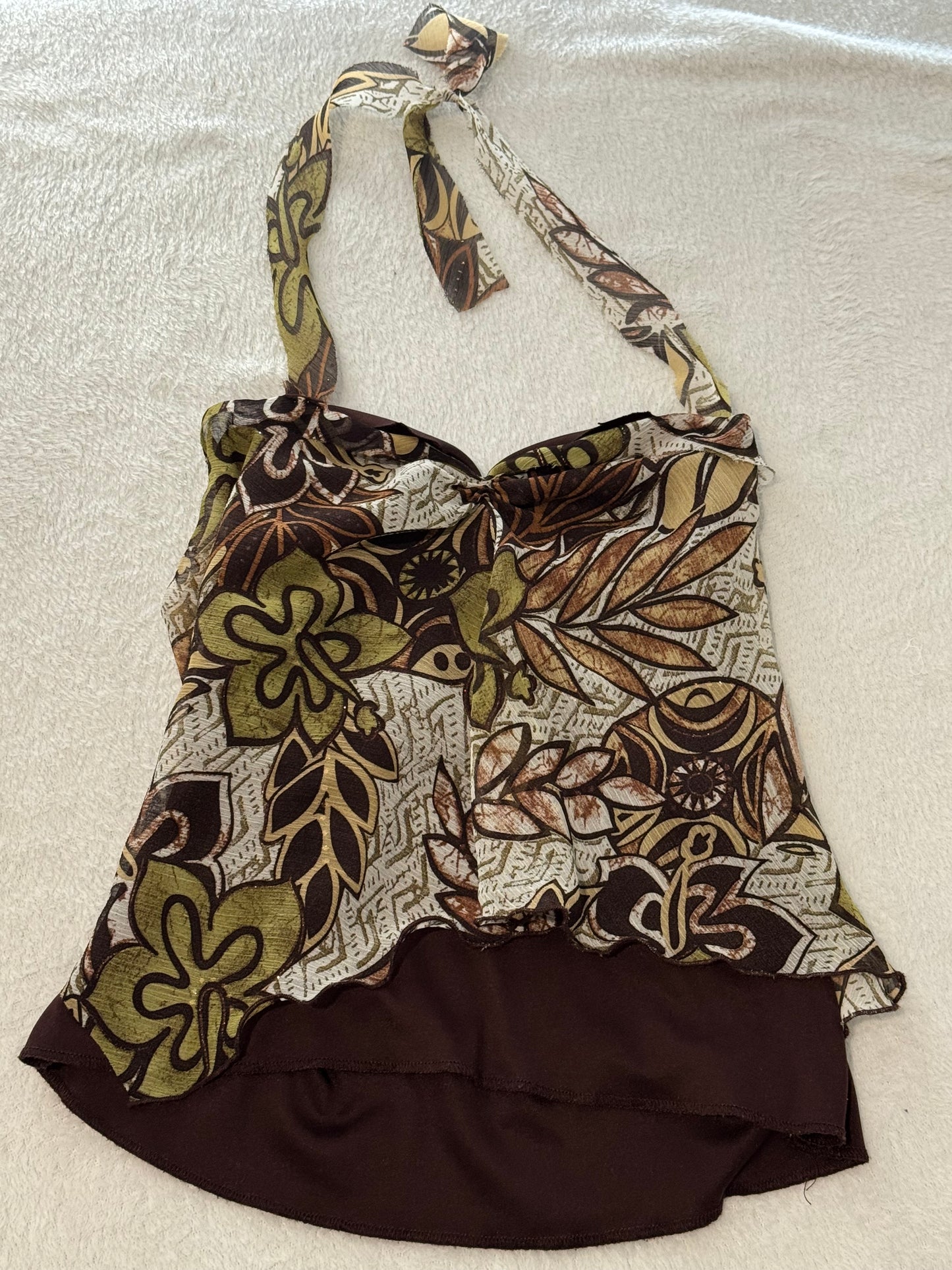 Brown Halter Top with Y2K Design